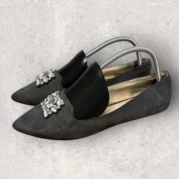 Nine West Gemgd Casual Slip On Pointed Loafer Flats Stone Accent Size 10 - Picture 1 of 8